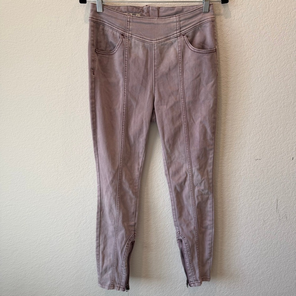 We The Free Free People Mauve Purple Seamed Skinny Ankle Zip Jeans Size 27